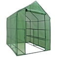 thumbnail image 1 of ZenSports 2-Tier 8-Shelves Walk-in Greenhouse, Indoor Outdoor Portable Plant Gardening Canopy, W/ Roll-up Zipper Entry Door, 57" x 57"x 77", Green, 1 of 11