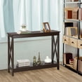 thumbnail image 1 of ZenSports 2-Tier Narrow Console Table Modern MDF Entryway Sofa Table Indoor Espresso, 1 of 10
