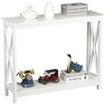 thumbnail image 1 of ZenSports 2-Tier Narrow Console Table Modern Indoor MDF Entryway Sofa Table White, 1 of 10