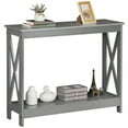 thumbnail image 1 of ZenSports 2-Tier Narrow Console Table Modern MDF Indoor Entryway Sofa Table Gray, 1 of 9