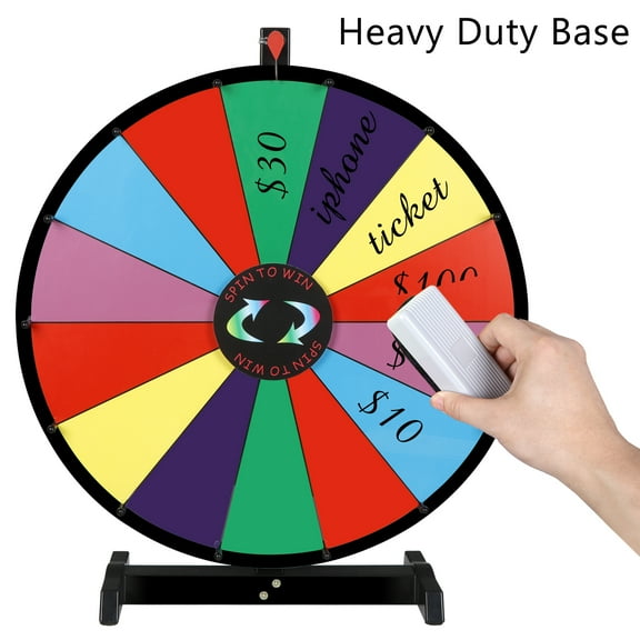 ZenSports 24 Prize Wheel Spinning - Tabletop 14 Slots - Carnival Game Wheel Red