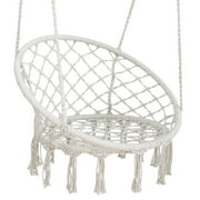 ZenSports 260lbs Hammock Chair Hanging Macrame Swing Cotton Rope - Indoor Outdoor Beige