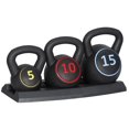 thumbnail image 1 of ZenSports 3 Piece Kettlebell Set - 5lb 10lb 15lb Workout Fitness Weight Set W/ Storage Rack, 1 of 10