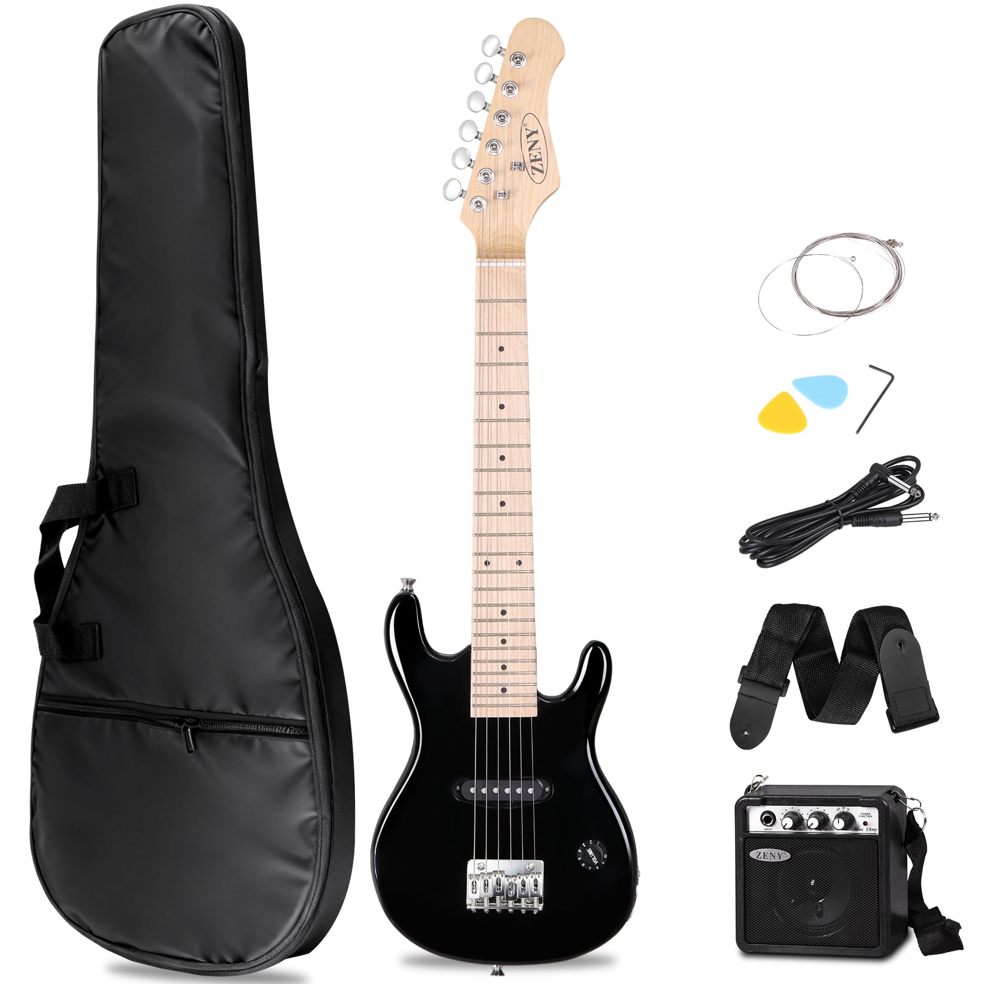 ZenSports 30-Inch Kids Electric Guitar 3/4 Size Beginner’s Guitar W/Amp & Accessories Pack, Right-Handed Black