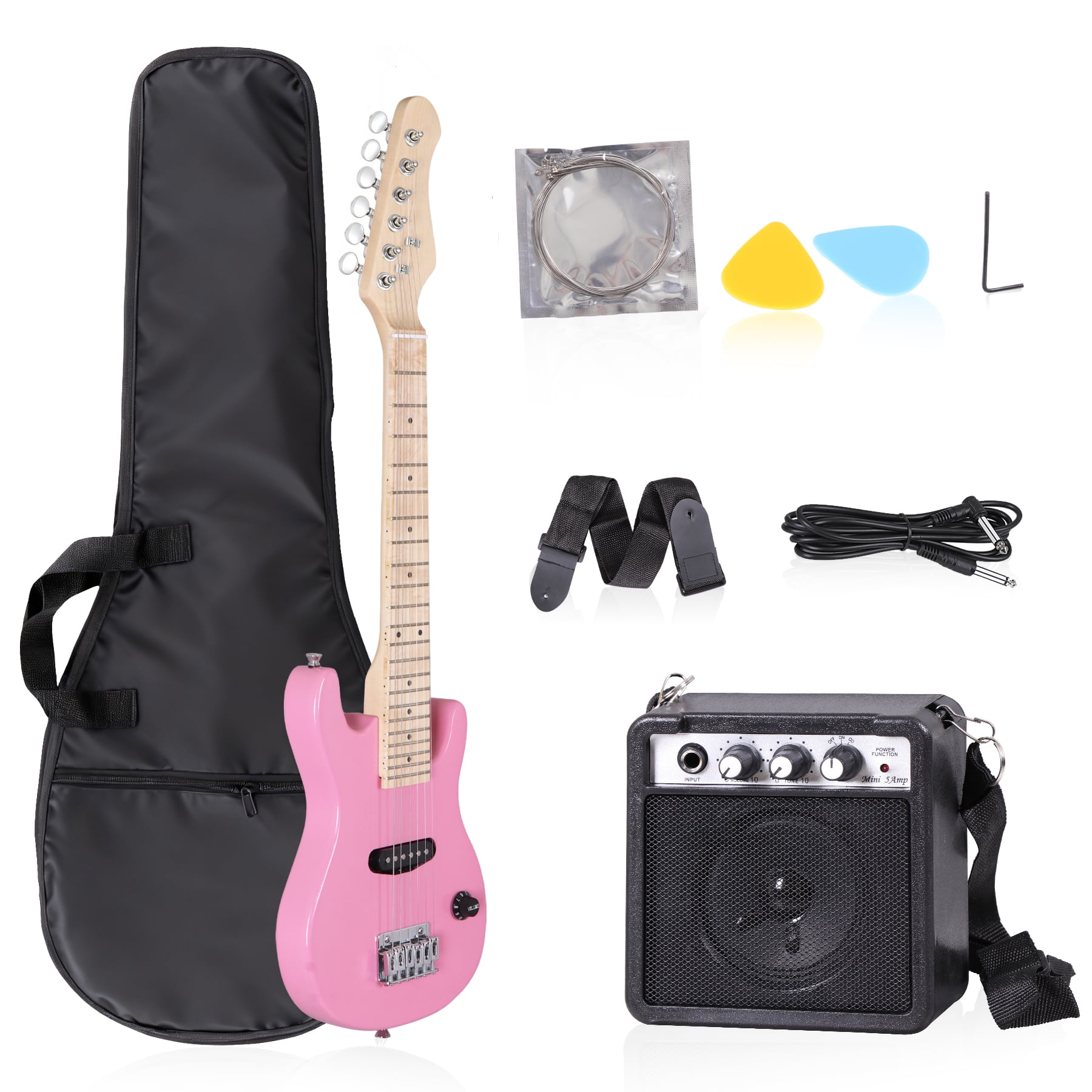 ZenSports 30-inch Kids Electric Beginner Guitar 3/4 Size W/Amp & Accessories Pack, Right-Handed Pink