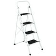 thumbnail image 1 of ZenSports 300lbs Folding 4-Step Steel Ladder Portable Step Stool W/Anti-Slip Wide Pedal, White, 1 of 10