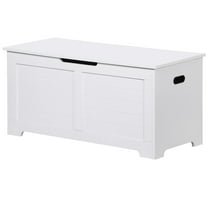 ZenSports 39''L Kids Toy Storage Chest Bench Box W/Safety Hinged Lid for Entryway, Bedroom White