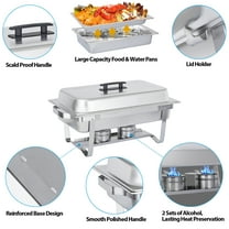 ZenSports 4 Pack Foldable 8QT Chafing Dish Stainless Steel Full-Size Buffet Warmer Sets, Silver