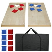 ZenSports 4' x 2' Portable Wood Cornhole Game Board Set W/8 Bean Bags & Carry Case