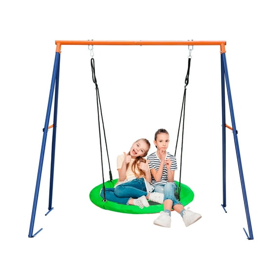 ZenSports 440lbs Swing Stand W/40'' Kids Saucer Swing Tree Swing, Heavy-Duty Frame Outdoor Fun Green