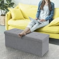 thumbnail image 1 of ZenSports 43-inch Folding Storage Ottoman Bench Linen Footrest Padded Seat, Gray, 1 of 11