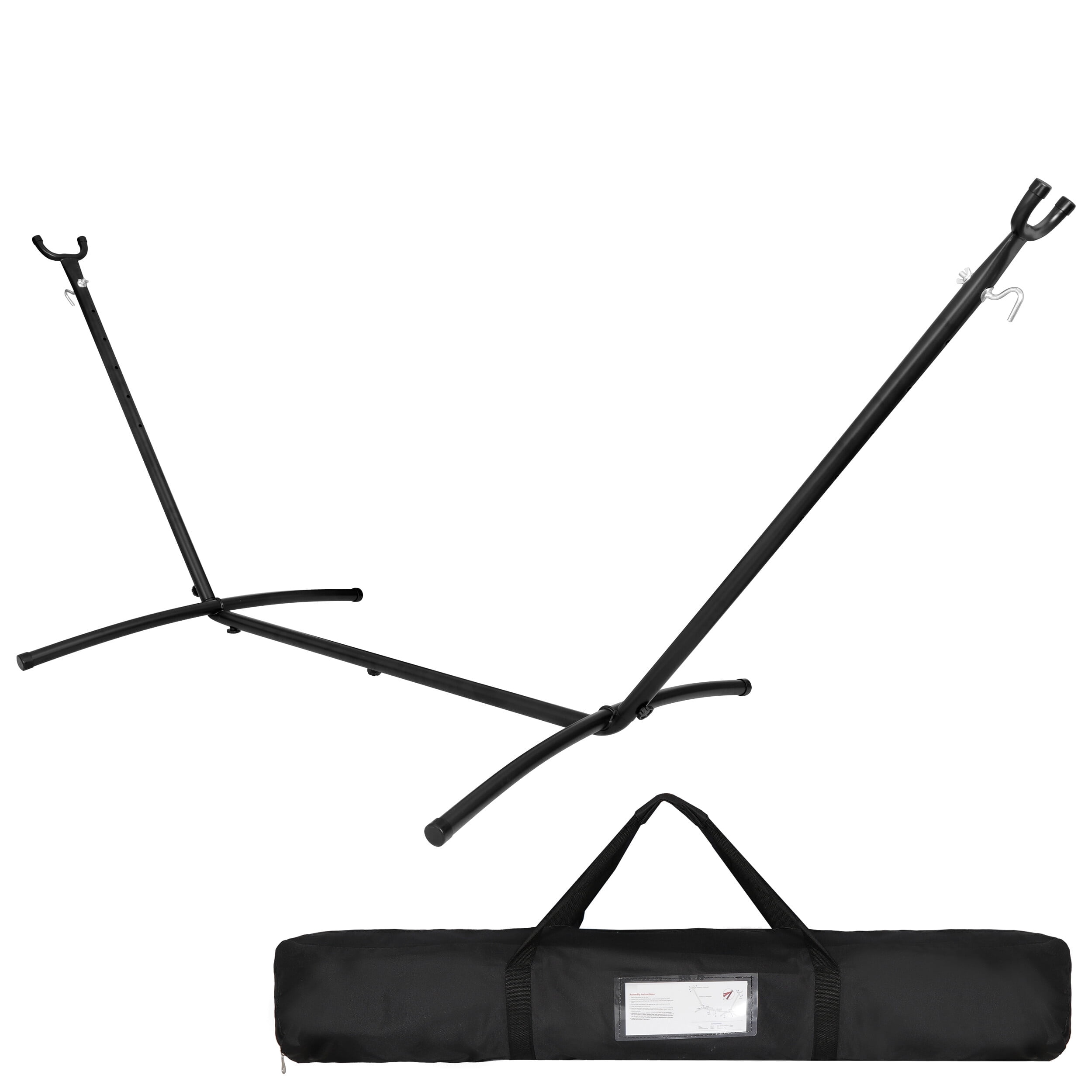 ZenSports 450lbs Adjustable 9FT Double Steel Hammock Stand Frame W/Portable Carrying Bag, Black