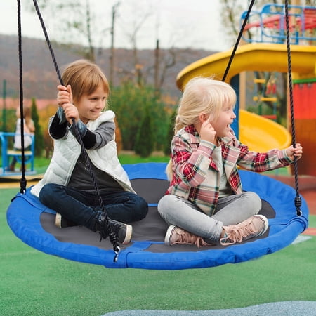 ZenSports 48-in Flying Saucer Swing for Kids Outdoor Extra Large Web Tree 700lbs Adjustable Blue