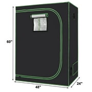 ZenSports 4x2x5FT 600D Mylar Hydroponic Grow Tent W/ Observation Window & Floor Tray & Took Bag for Indoor Growing, Reflective, Waterproof, Black, 48’’x24’’x60’’