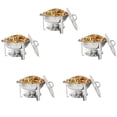 thumbnail image 1 of ZenSports 5 Pack 5QT Round Stainless Steel Chafing Dish Buffet Set Full Size Chafer W/Fuel Holder, Silver, 1 of 10