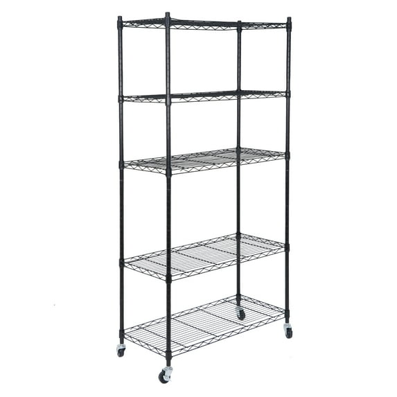 ZenSports 5-Tier Mobile Storage Rack 300LBS Steel Wire Shelving Unit W/Wheels for Kitchen Garage
