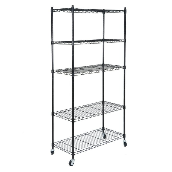 ZenSports 5-Tier Mobile Storage Rack 300LBS Steel Wire Shelving Unit W/Wheels for Kitchen Garage