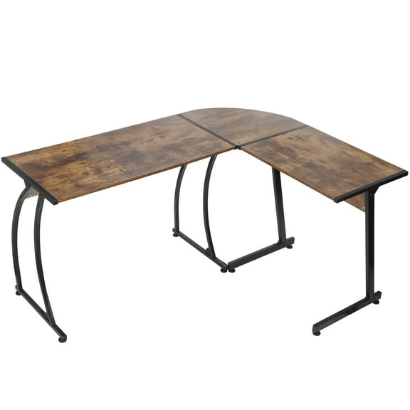 ZenSports 58” L-Shaped Gaming Desk Reversible Corner MDF Computer Desk, Rustic Brown