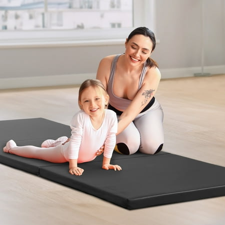 ZenSports 6'x2' Tri-Fold Gymnastics Exercise Mat Floding Floor Yoga Mat 2' Thick Black