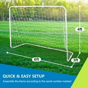 ZenSports 6FT x 4FT Portable Soccer Goal Net W/ Frame - Kids Backyard Soccer Training, White