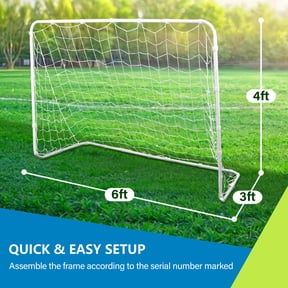 ZenSports 6FT x 4FT Portable Soccer Goal Net W/ Frame - Kids Backyard Soccer Training, White