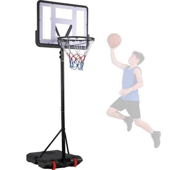 ZenSports 7.2-9.2ft Basketball Hoop System Height Adjustable PVC Backboard for Adult Kids