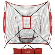 ZenSports 7'x7' Baseball Softball Net Practice Pitching Batting Hitting Net W/Strike Zone Carry Bag