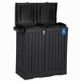thumbnail image 1 of ZenSports 76Gal Dual Outdoor Trash Can W/Lid & Drip Tray, Weatherproof PP Patio Garbage Bin W/Wet, Dry Sorting Tags & 3 Ground Anchors & Ashtray, Black, 1 of 10