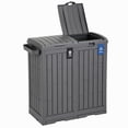 thumbnail image 1 of ZenSports 76Gal Dual Outdoor Trash Can W/Lid & Drip Tray, Weatherproof PP Patio Garbage Bin W/Wet, Dry Sorting Tags & 3 Ground Anchors & Ashtray, Gray, 1 of 10
