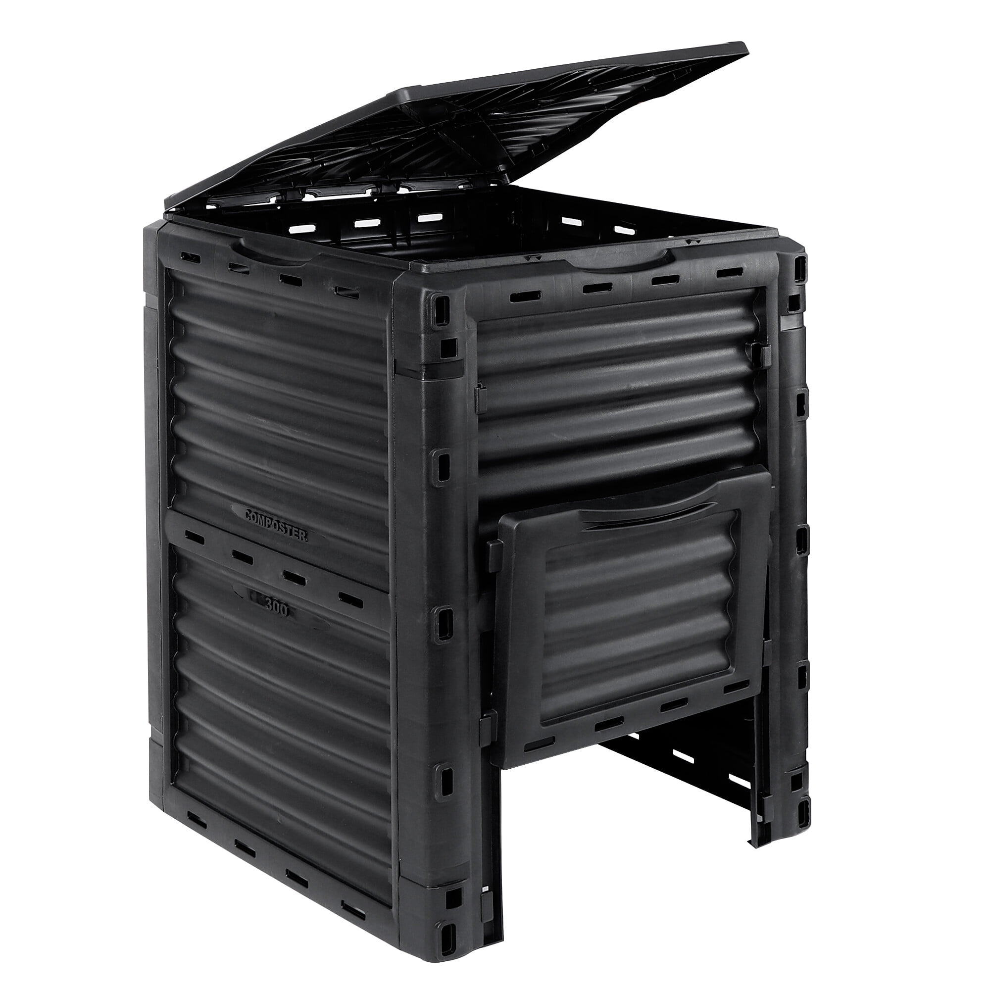 Outdoor Compost Bin – Large Garden Composter Bin 80Gallon (300L) with  Ventilation Holes, PP Material, Easy Assembly – Compost Box Create Fertile  Soil Fast – Black 