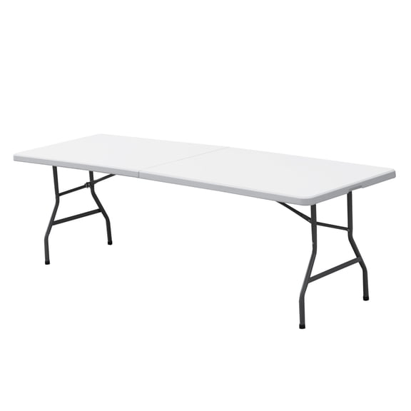 ZenSports 8FT Portable Folding Table Heavy Duty Large Utility Table for Indoor Outdoor Versatile Use W/Handle, White