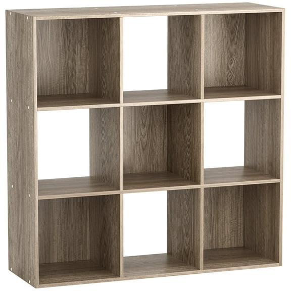 ZenSports 9 Cube MDF Bookshelf 3 Tier Storage Organizer Wooden Bookcase Brown