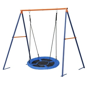 ZenSports Durable Hanging Ropes Saucer Metal Swing Set, 87 in x 65 in x 71 in