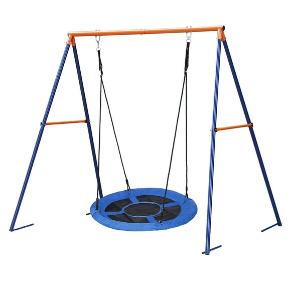 ZenSports Durable Hanging Ropes Saucer Metal Swing Set, 87 in x 65 in x 71 in