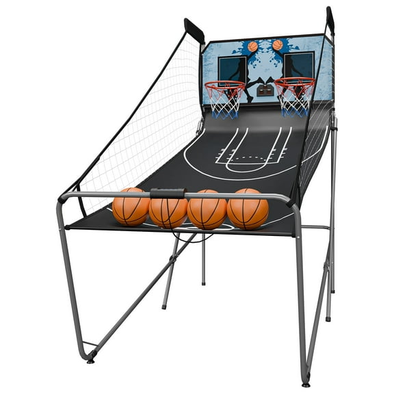 ZenSports Foldable Indoor Kids Basketball Arcade Game Machine - 2 Players W/4 Balls LED Scoreboard Inflation