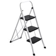 thumbnail image 1 of ZenSports Folding 3 Step Steel Ladder Max.300lbs Step Stool Anti-Slip Pedal, White, 1 of 8