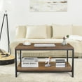 thumbnail image 1 of ZenSports Industrial Coffee Table Rectangle MDF Cocktail Table Rustic Brown, 1 of 10