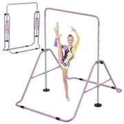 ZenSports Kids Expandable Gymnastics Kip Bar Adjustable Steel Junior Training Bar Home Pink