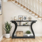 ZenSports Narrow Console Sofa Table 47'' Modern MDF Entryway Table Black