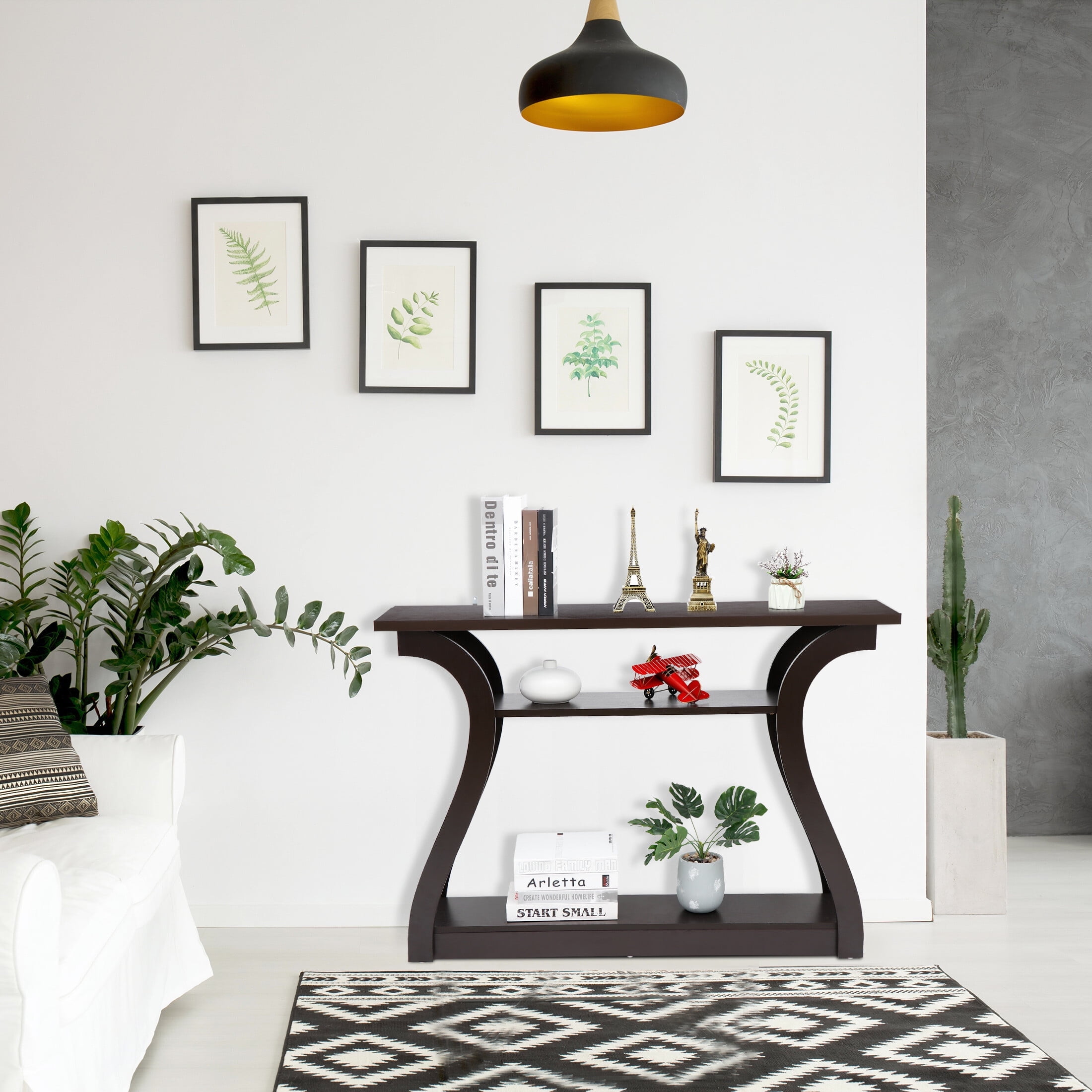 ZenSports Narrow Console Sofa Table 47'' Modern MDF Entryway Table Brown