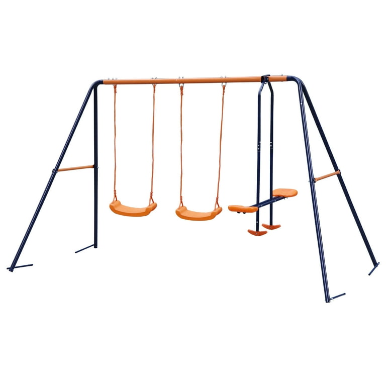 ZenSports Outdoor Double Kids Play Swing Set, 2 Seats, 1