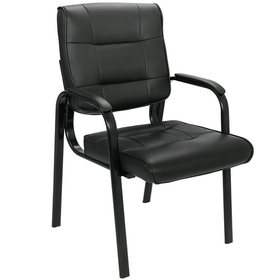 ZenSports Reception Guest Waiting Room Chair Bonded Leather Executive Side Chair Metal Black