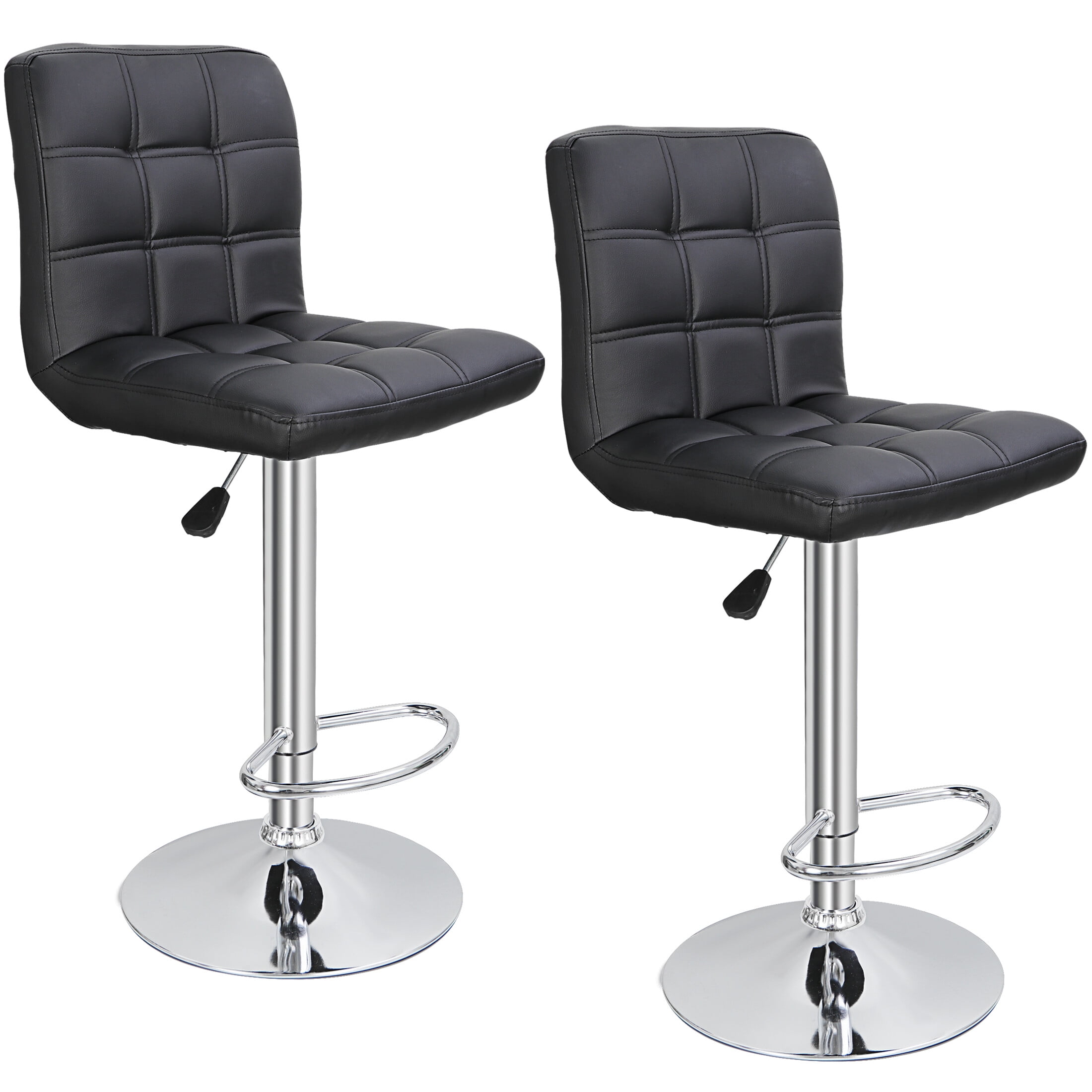 ZenSports Set of 2 Height Adjustable Swivel Bar Stool PU Leather W/Back, Black