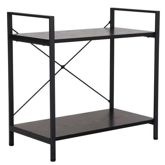 ZenStyle 2-Tier Particle Board Storage Shelves with Metal Frame, 22.44"H x Black, 1-Pack