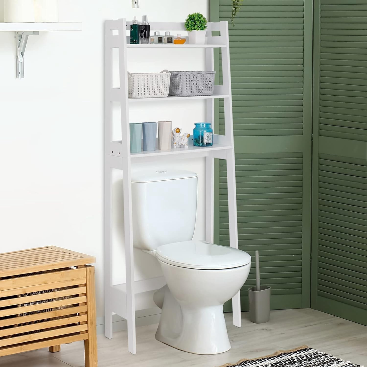 ZenStyle 3-Tier Over The Toilet Storage Rack - White Bathroom Space ...