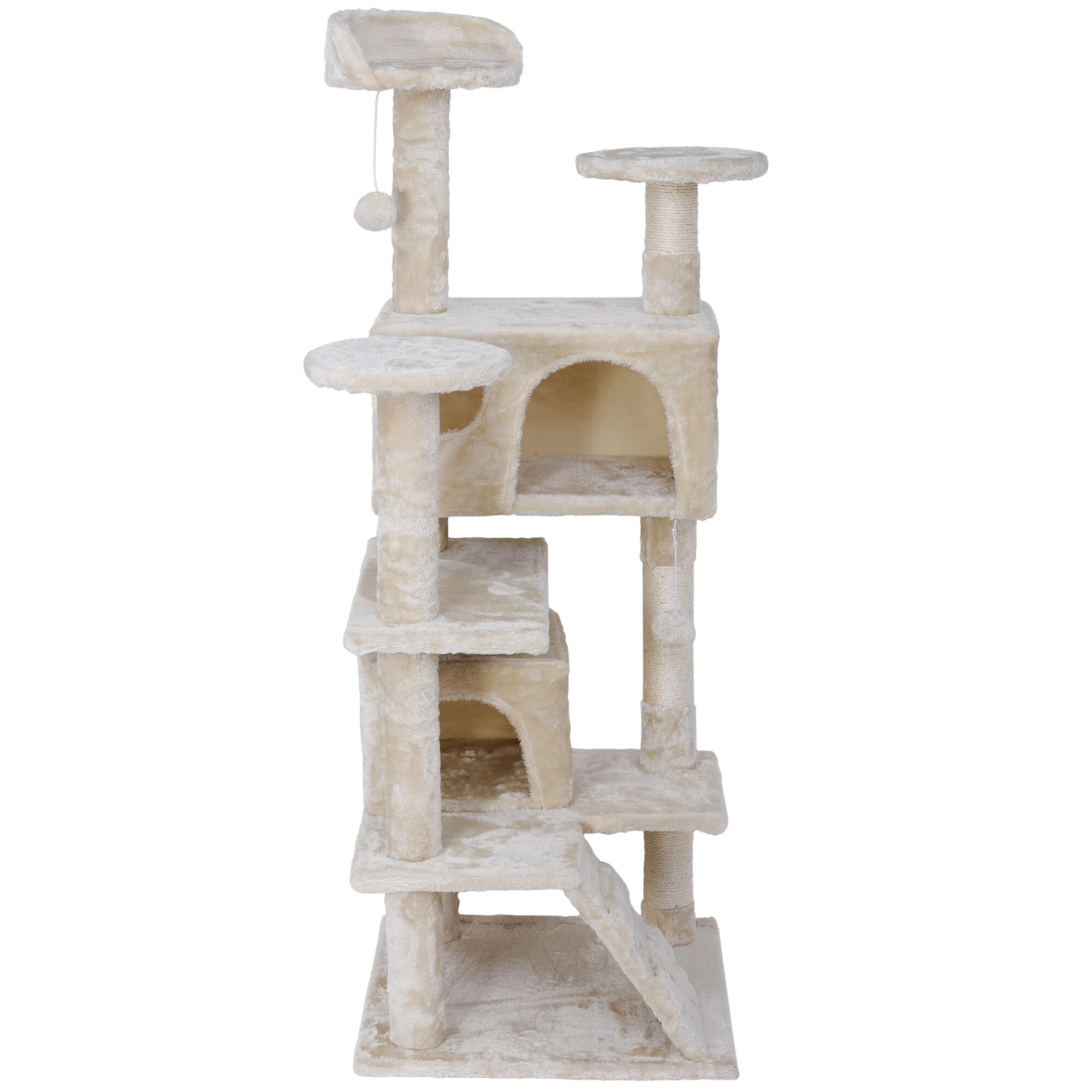 ZenStyle 53" Cat Tree Scratching Post Condo Tower Pet Kitty Playhouse Activity with Cave & Ladders Indoor Have Fun, Beige