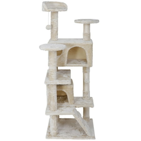 ZenStyle 53" Cat Tree Scratching Post Condo Tower Pet Kitty Playhouse Activity with Cave & Ladders Indoor Have Fun, Beige