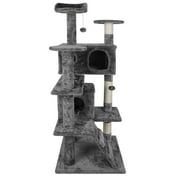 ZenStyle 53" Height Cat Tree Scratching Post Condo Tower Playhouse With Cave & Ladders, Dark Gray