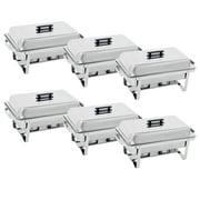 ZenStyle 8QT Stainless Steel Chafing Dishes with Fuel Holders and Water Pans Set of 6