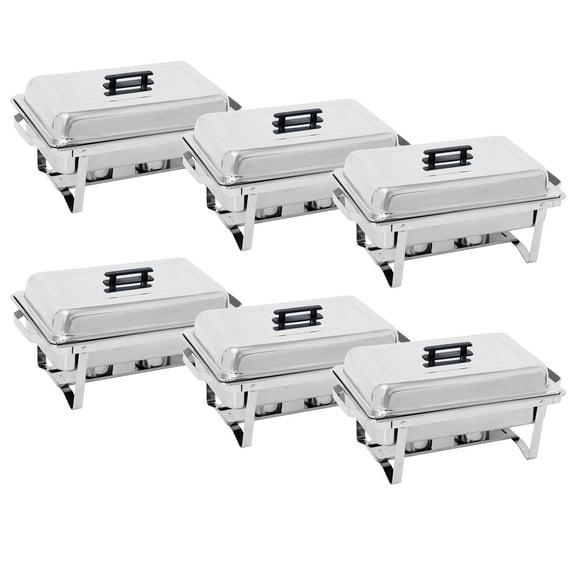ZenStyle 8QT Stainless Steel Chafing Dishes with Fuel Holders and Water Pans (Set of 6)